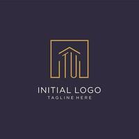 TU initial square logo design, modern and luxury real estate logo style vector