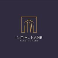 TV initial square logo design, modern and luxury real estate logo style vector