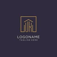 UK initial square logo design, modern and luxury real estate logo style vector