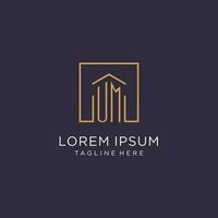 UM initial square logo design, modern and luxury real estate logo style vector