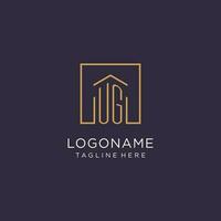 UG initial square logo design, modern and luxury real estate logo style vector