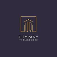 UQ initial square logo design, modern and luxury real estate logo style vector