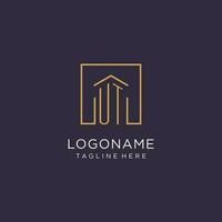 UT initial square logo design, modern and luxury real estate logo style vector