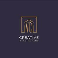 VC initial square logo design, modern and luxury real estate logo style vector