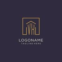 VX initial square logo design, modern and luxury real estate logo style vector