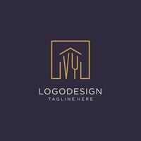 VY initial square logo design, modern and luxury real estate logo style vector