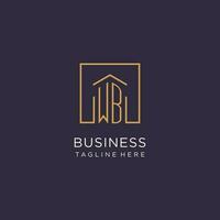 WB initial square logo design, modern and luxury real estate logo style vector