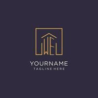 WE initial square logo design, modern and luxury real estate logo style vector