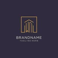 WN initial square logo design, modern and luxury real estate logo style vector