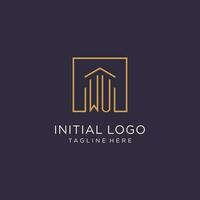 WU initial square logo design, modern and luxury real estate logo style vector