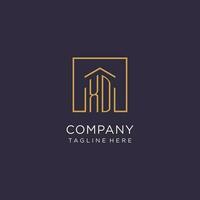 XD initial square logo design, modern and luxury real estate logo style vector