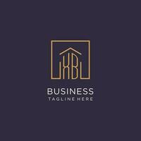 XB initial square logo design, modern and luxury real estate logo style vector