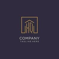 XQ initial square logo design, modern and luxury real estate logo style vector