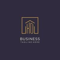XO initial square logo design, modern and luxury real estate logo style vector