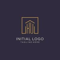 XU initial square logo design, modern and luxury real estate logo style vector