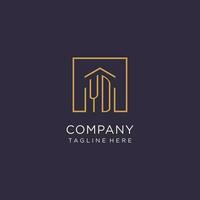 YD initial square logo design, modern and luxury real estate logo style vector