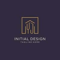 YJ initial square logo design, modern and luxury real estate logo style vector