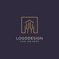 YY initial square logo design, modern and luxury real estate logo style vector