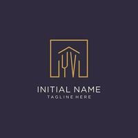 YV initial square logo design, modern and luxury real estate logo style vector