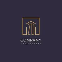 ZD initial square logo design, modern and luxury real estate logo style vector