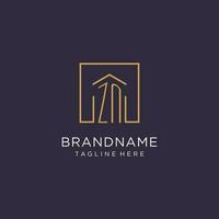 ZN initial square logo design, modern and luxury real estate logo style vector