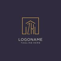 ZK initial square logo design, modern and luxury real estate logo style vector