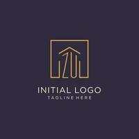 ZU initial square logo design, modern and luxury real estate logo style vector