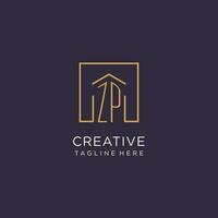 ZP initial square logo design, modern and luxury real estate logo style vector