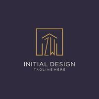 ZW initial square logo design, modern and luxury real estate logo style vector