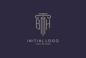 bh logo inicial pilar diseño con lujo moderno estilo mejor diseño para legal firma vector