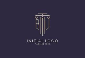 BU logo initial pillar design with luxury modern style best design for legal firm vector