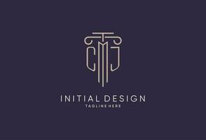 CJ logo initial pillar design with luxury modern style best design for legal firm vector