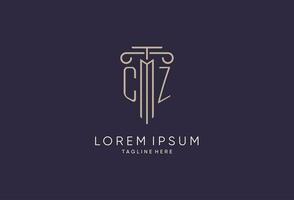 CZ logo initial pillar design with luxury modern style best design for legal firm vector