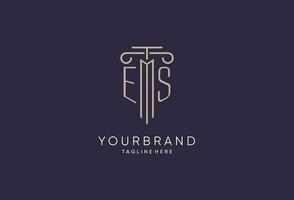 ES logo initial pillar design with luxury modern style best design for legal firm vector