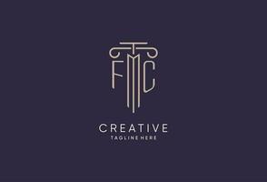 FC logo initial pillar design with luxury modern style best design for legal firm vector