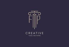 FP logo initial pillar design with luxury modern style best design for legal firm vector