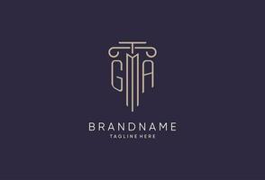 GA logo initial pillar design with luxury modern style best design for legal firm vector