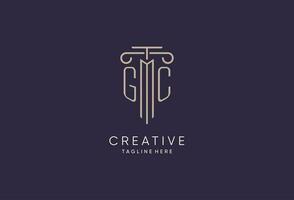 GC logo initial pillar design with luxury modern style best design for legal firm vector