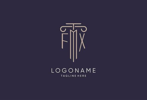 FX logo initial pillar design with luxury modern style best design for legal firm