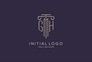 GH logo initial pillar design with luxury modern style best design for legal firm vector