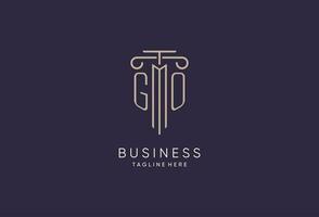 GO logo initial pillar design with luxury modern style best design for legal firm vector