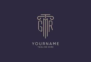GR logo initial pillar design with luxury modern style best design for legal firm vector