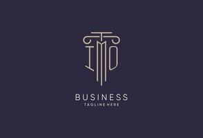 IO logo initial pillar design with luxury modern style best design for legal firm vector