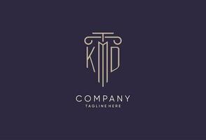 KD logo initial pillar design with luxury modern style best design for legal firm vector
