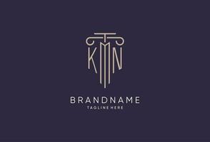 KN logo initial pillar design with luxury modern style best design for legal firm vector