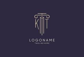 KT logo initial pillar design with luxury modern style best design for legal firm vector