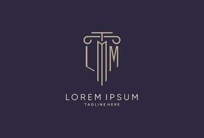 LM logo initial pillar design with luxury modern style best design for legal firm vector