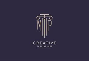 MP logo initial pillar design with luxury modern style best design for legal firm vector