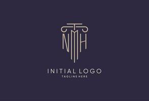 NH logo initial pillar design with luxury modern style best design for legal firm vector