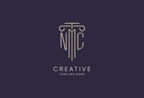 NC logo initial pillar design with luxury modern style best design for legal firm vector